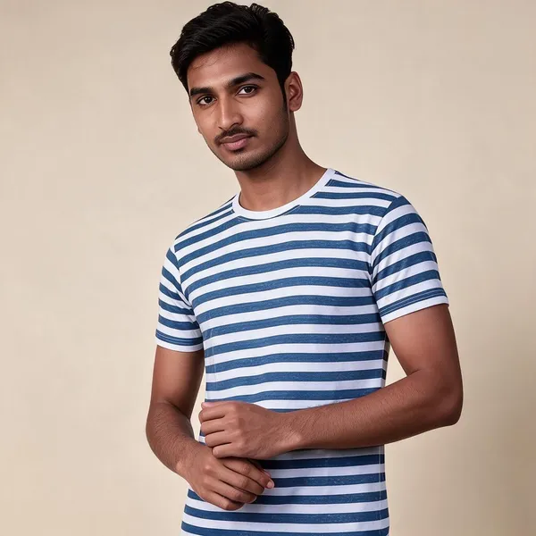 Blue_Striped_Casual_T-Shirt_For_Men