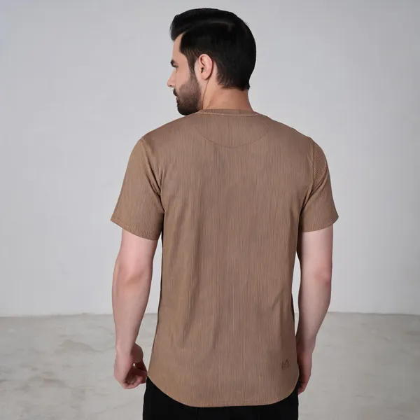 Brown_Crew_Neck_Regular_Fit_T-Shirt_For_Men