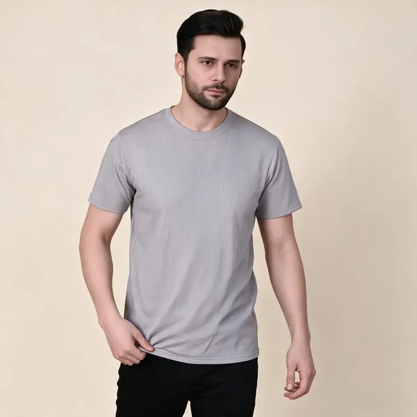 Grey_Ribbed_Regular_Fit_T-Shirt_For_Men
