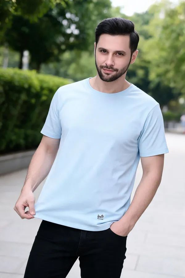 Light_Blue_Regular_Fit_Crew_Neck_T-Shirt_For_Men