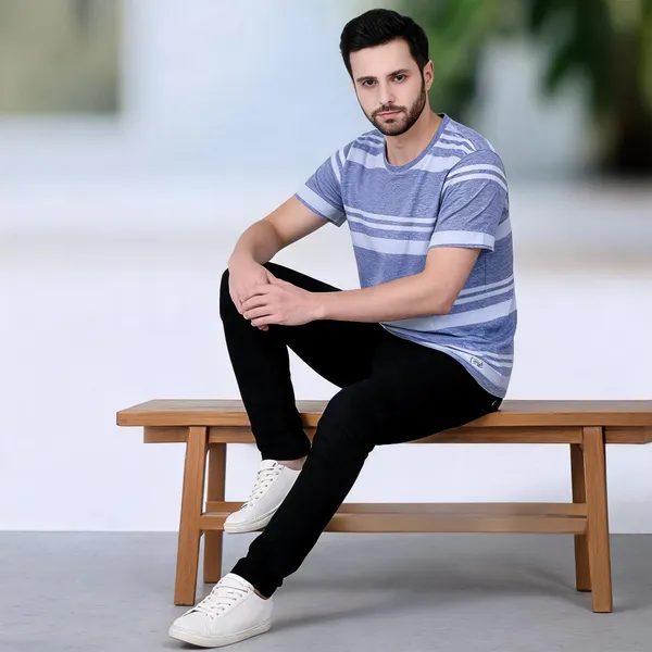 Purple_And_White_Striped_Regular_Fit_T-Shirt_For_Men