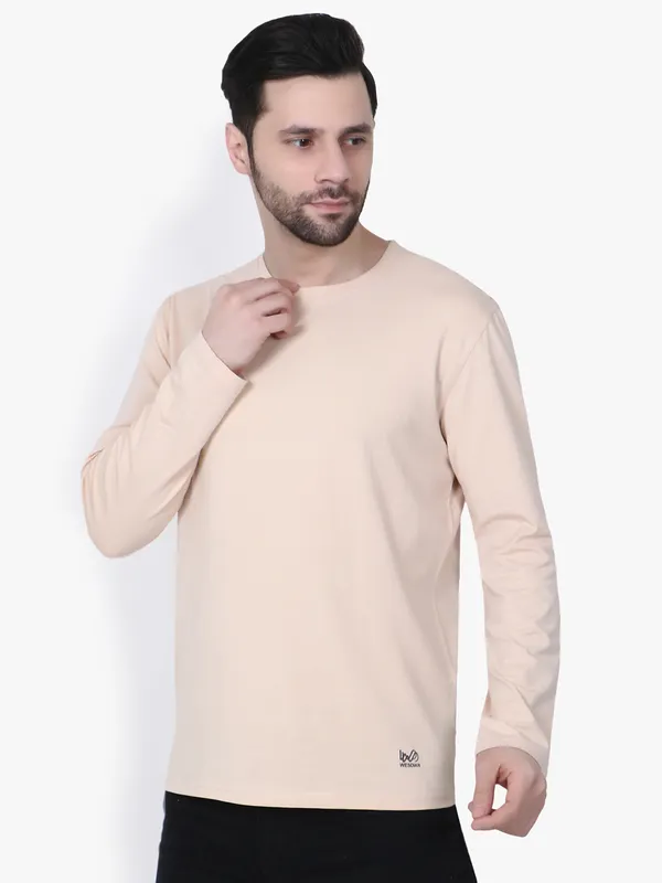 Beige_Regular_Fit_Full_Sleeve_T-Shirt_For_Men