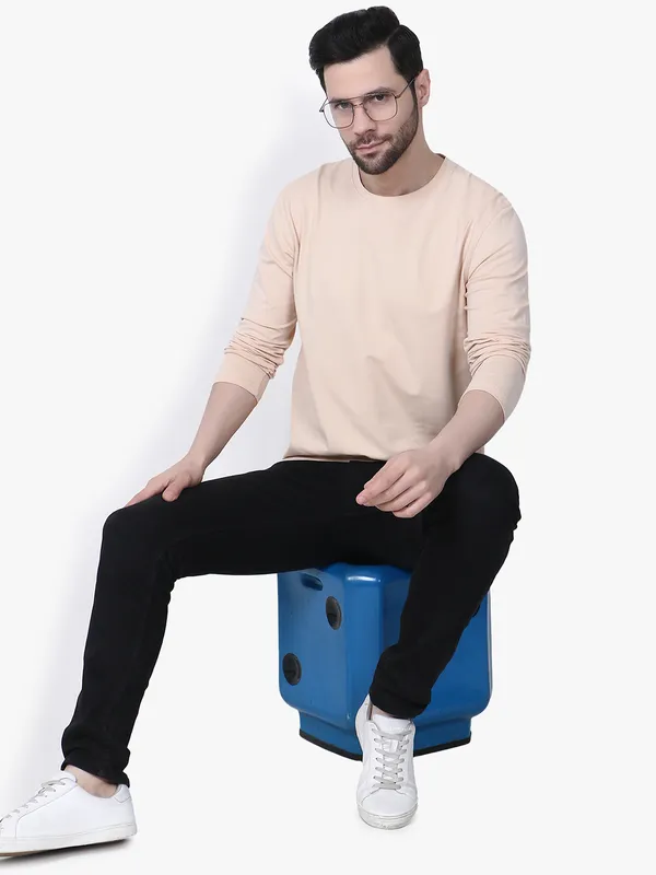 Beige_Regular_Fit_Full_Sleeve_T-Shirt_For_Men