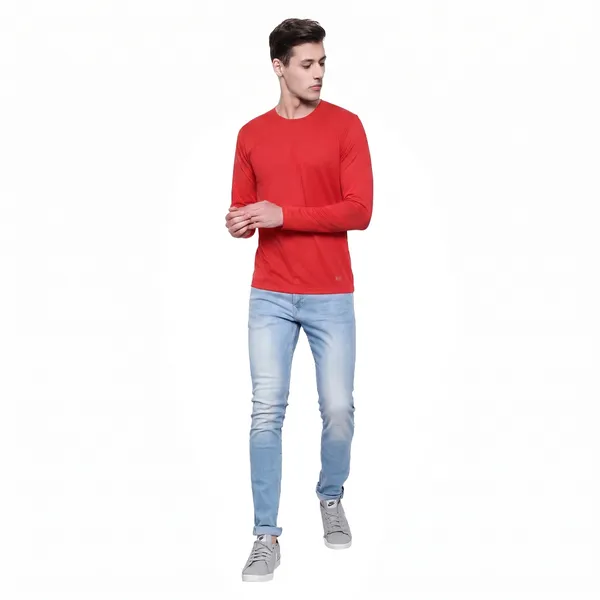 Red_Long_Sleeve_Crew_Neck_T-Shirt_For_Men