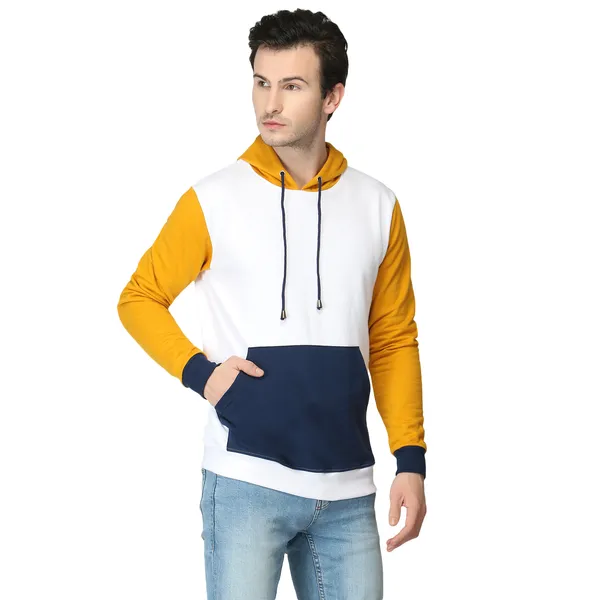 Yellow_And_Navy_Colorblock_Regular_Fit_Hoodie_For_Men