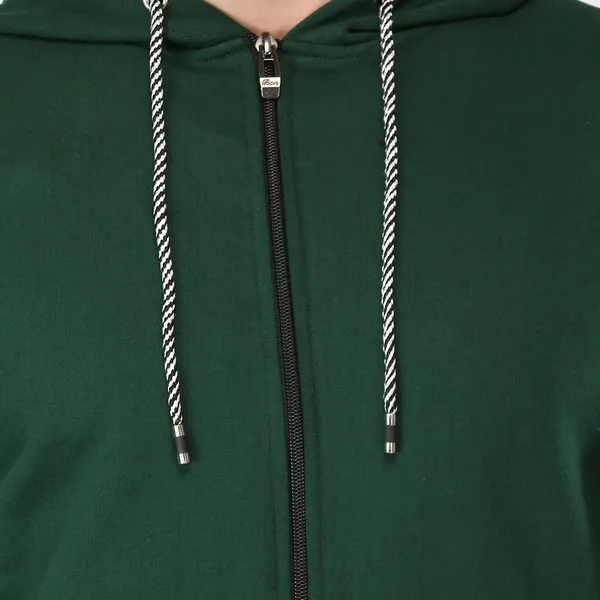 Green_Knit_Regular_Fit_Zip-Up_Hoodie_For_Men