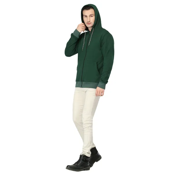 Green_Knit_Regular_Fit_Zip-Up_Hoodie_For_Men