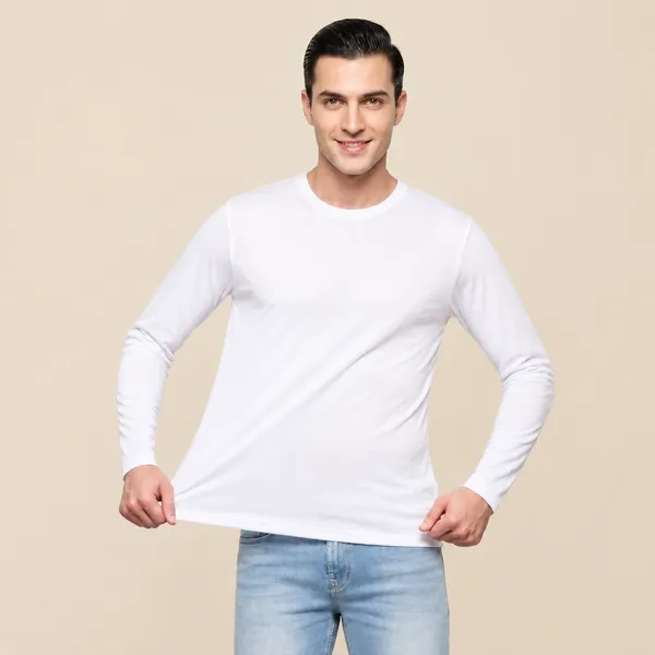 White_Regular_Fit_Full_Sleeve_T-Shirt_For_Men