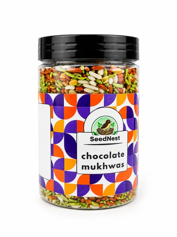Fennel_Seed_Mouth_Freshener_Seednest_Chocolate_Mukhwas_200g_Fennel_Seeds_Tasty_Mukhwash_Mouth_Freshener_With_Hygiene_Serving_Spoon