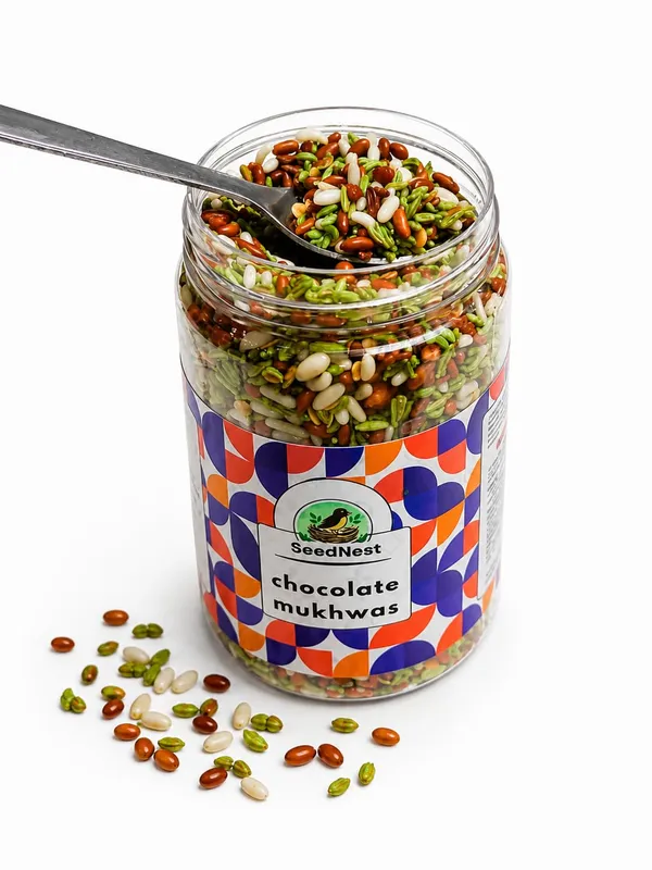 Fennel_Seed_Mouth_Freshener_Seednest_Chocolate_Mukhwas_200g_Fennel_Seeds_Tasty_Mukhwash_Mouth_Freshener_With_Hygiene_Serving_Spoon