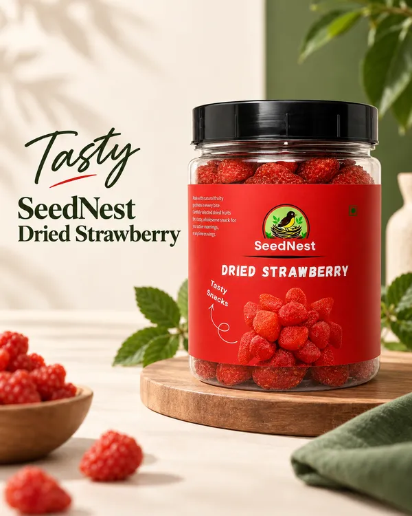 SeedNest_Dried_Strawberries_with_Spoon_|_Dehydrated_Berry_Snack_for_Baking,_Desserts,_Cereal,_Oats,_Yogurt_&_Trail_Mix
