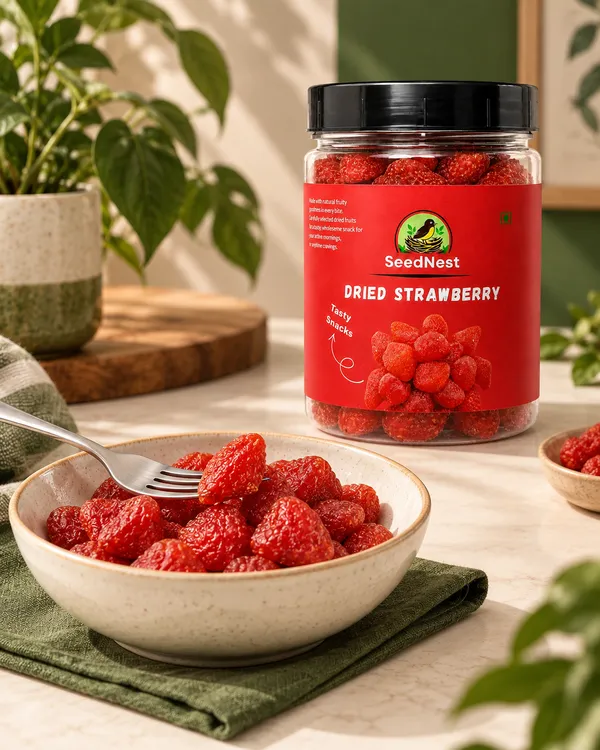 SeedNest_Dried_Strawberries_with_Spoon_|_Dehydrated_Berry_Snack_for_Baking,_Desserts,_Cereal,_Oats,_Yogurt_&_Trail_Mix