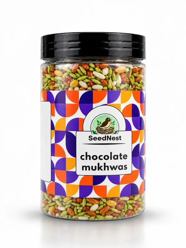 SeedNest_Chocolate_Mukhwas_with_Spoon_|_Chocolate_Flavoured_Indian_Mouth_Freshener_Mix,_Ready-to-Eat_After-Meal_Refreshment_for_Daily_Use