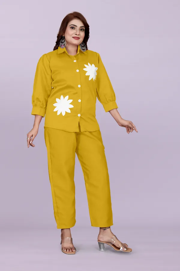 Yellow_80%_Cotton_20_%Polyster__Co-Ord_Set_For_Women