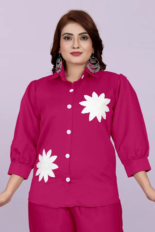 Pink_80%_Cotton_20_%Polyster__Co-Ord_Set_For_Women