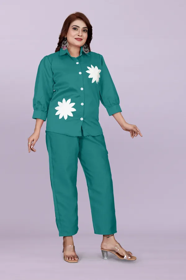Green_80%_Cotton_20_%Polyster__Co-Ord_Set_For_Women