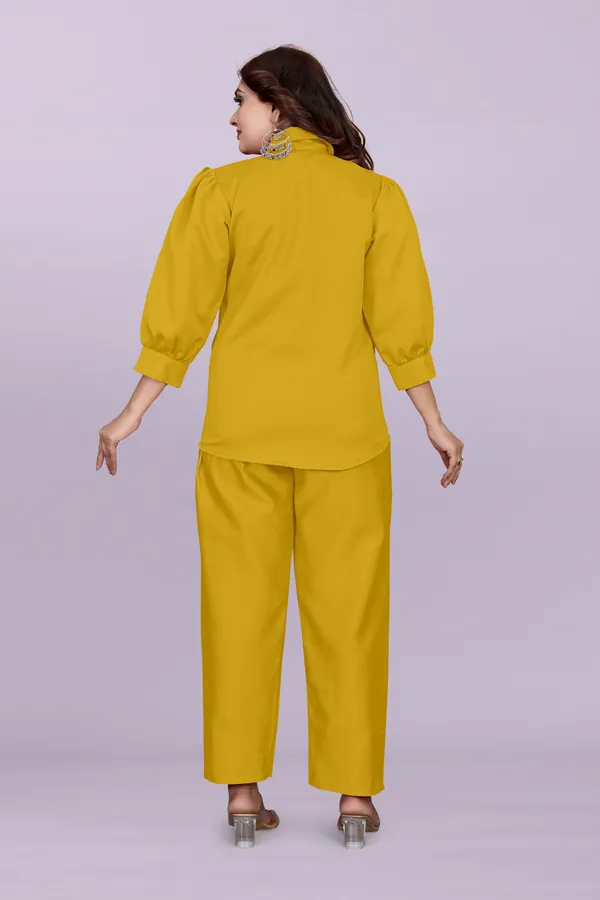 Yellow_80%_Cotton_20_%Polyster__Co-Ord_Set_For_Women