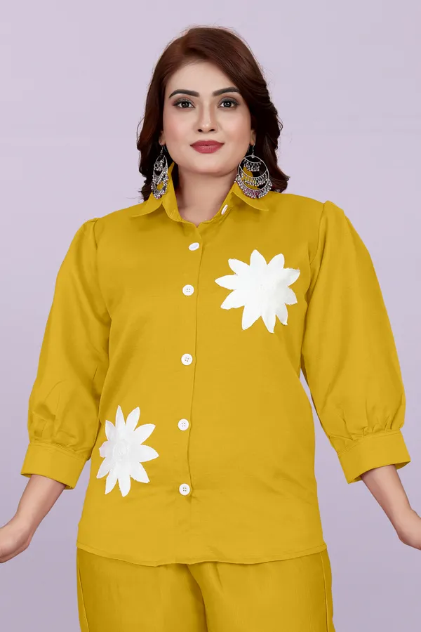 Yellow_80%_Cotton_20_%Polyster__Co-Ord_Set_For_Women