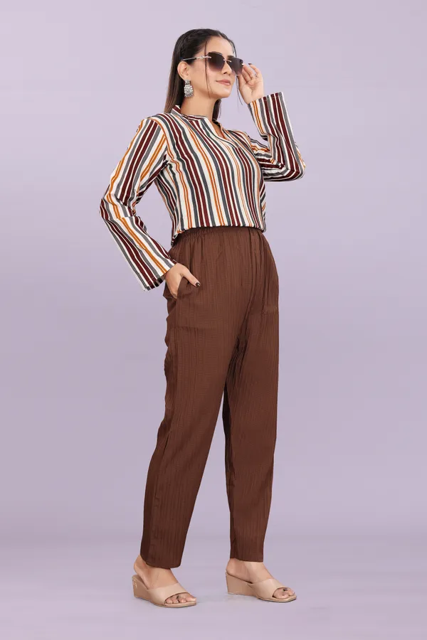 Brown_40%_Cotton_60%_Polyester__Co-Ord_Set_For_Women