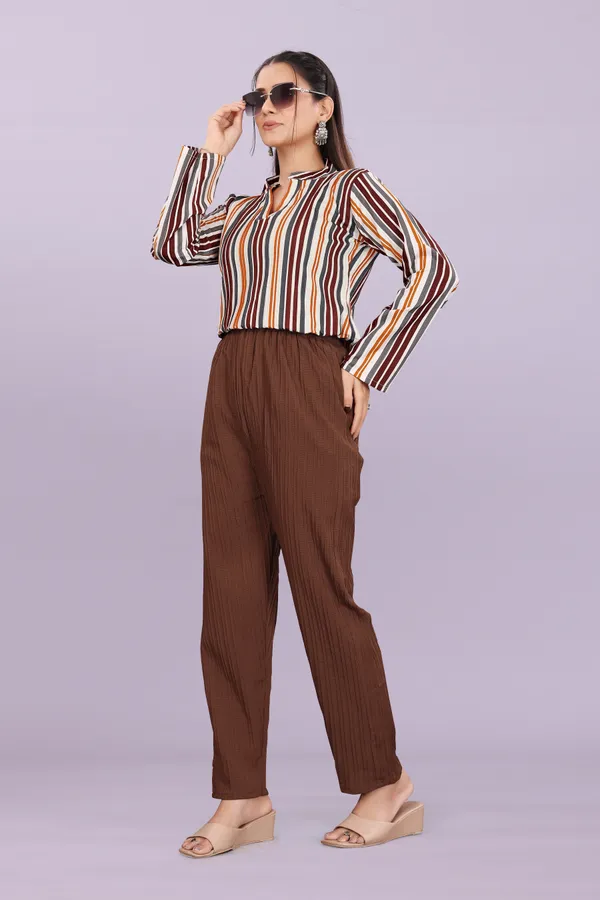 Brown_40%_Cotton_60%_Polyester__Co-Ord_Set_For_Women