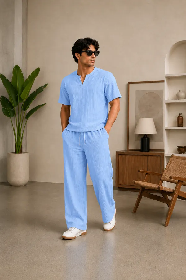 Blue_40%_Cotton_60%_Polyester__Co-Ord_Set_For_Men