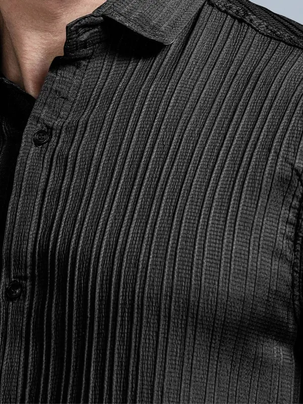 Black_40%_Cotton_60%_Polyester_Shirt_And_Trousers_Set_For_Men