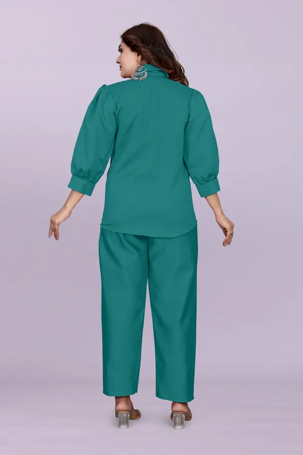 Green_80%_Cotton_20_%Polyster__Co-Ord_Set_For_Women