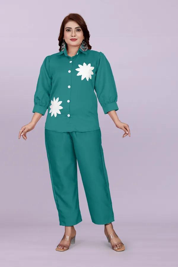 Green_80%_Cotton_20_%Polyster__Co-Ord_Set_For_Women