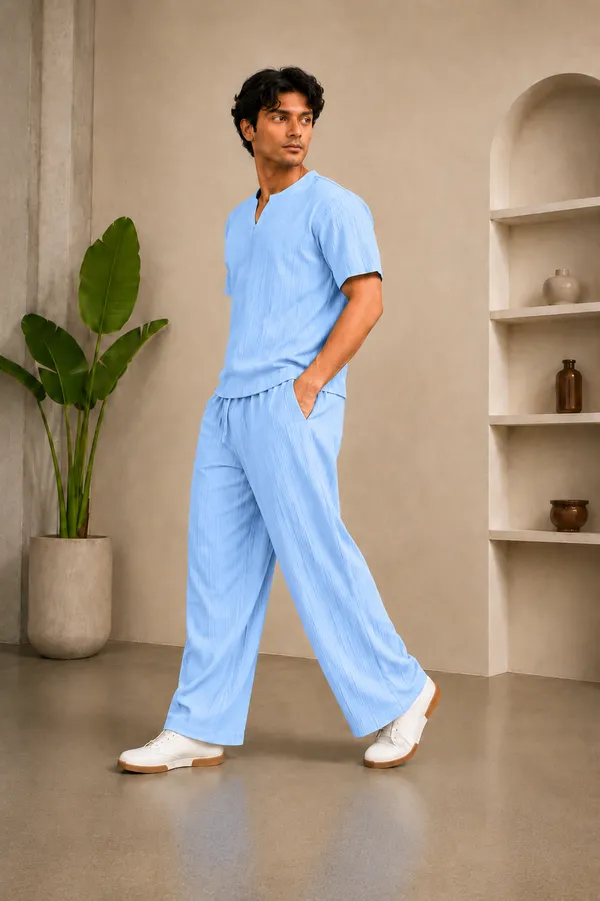 Blue_40%_Cotton_60%_Polyester__Co-Ord_Set_For_Men