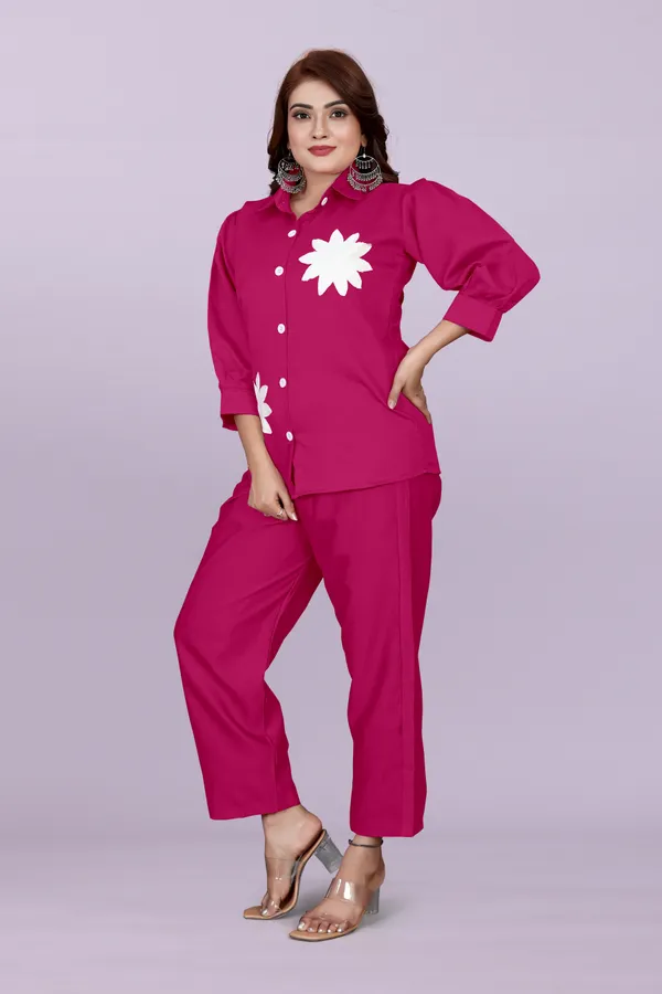 Pink_80%_Cotton_20_%Polyster__Co-Ord_Set_For_Women