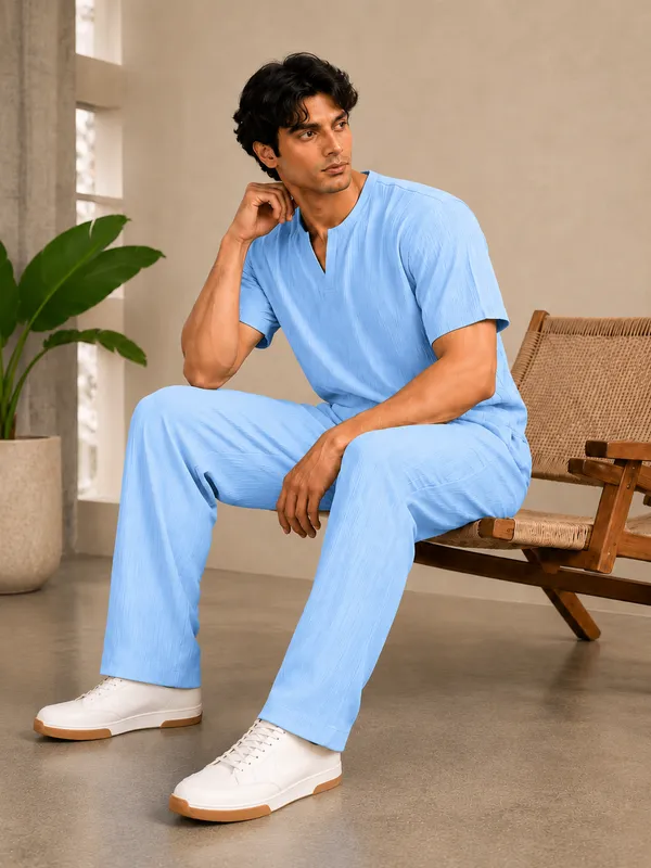Blue_40%_Cotton_60%_Polyester__Co-Ord_Set_For_Men