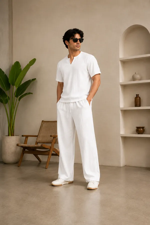 White_40%_Cotton_60%_Polyester__Co-Ord_Set_For_Men
