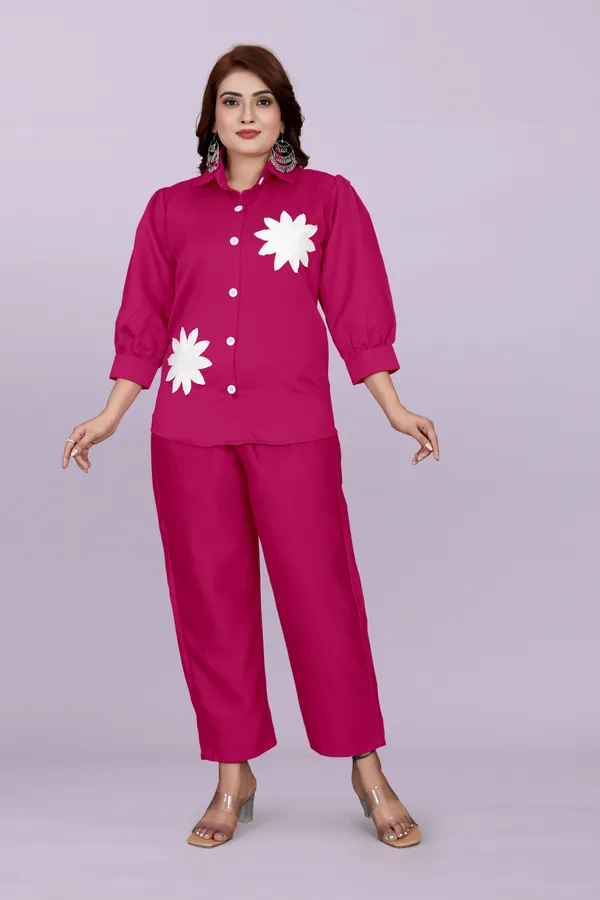 Pink_80%_Cotton_20_%Polyster__Co-Ord_Set_For_Women