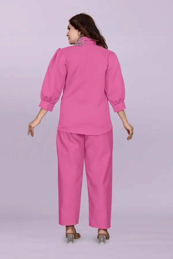 Pink_80%_Cotton_20_%Polyster_Shirt_And_Pants_Set_For_Women