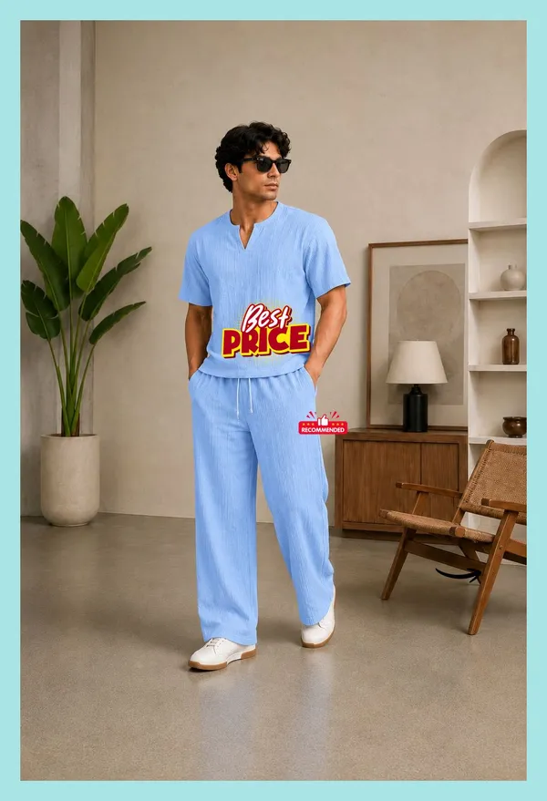 Blue_40%_Cotton_60%_Polyester__Co-Ord_Set_For_Men