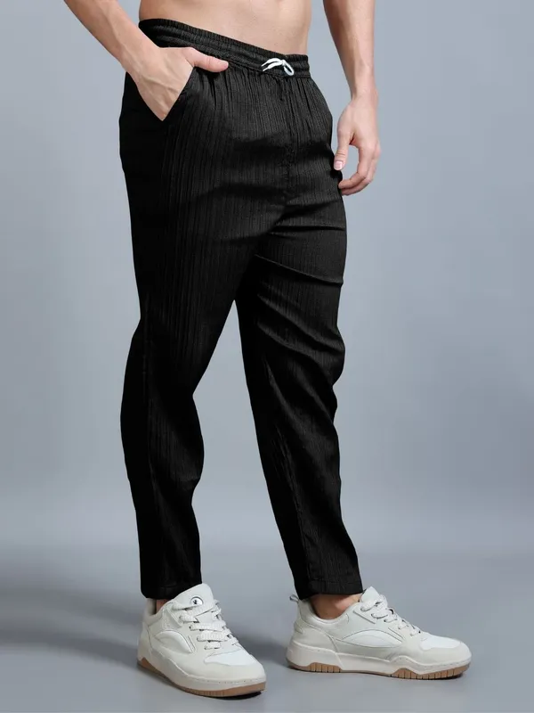 Black_40%_Cotton_60%_Polyester_Shirt_And_Trousers_Set_For_Men