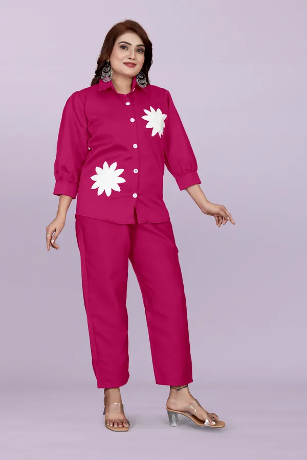 Pink_80%_Cotton_20_%Polyster__Co-Ord_Set_For_Women