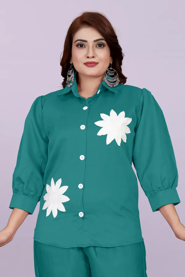 Green_80%_Cotton_20_%Polyster__Co-Ord_Set_For_Women