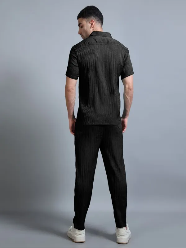 Black_40%_Cotton_60%_Polyester_Shirt_And_Trousers_Set_For_Men