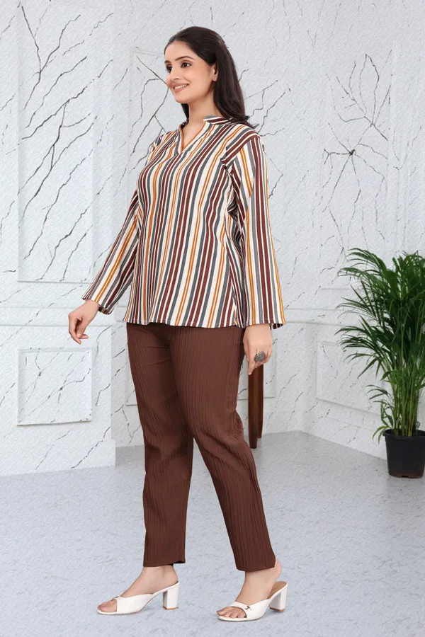 Brown_40%_Cotton_60%_Polyester__Co-Ord_Set_For_Women
