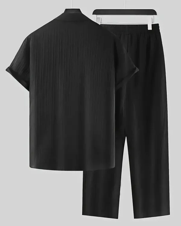 Black_40%_Cotton_60%_Polyester_Shirt_And_Trousers_Set_For_Men