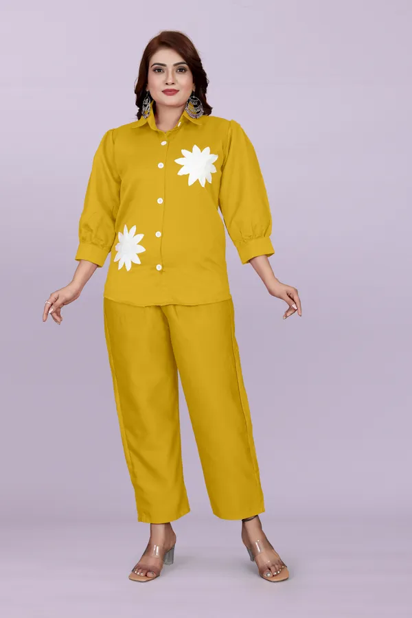Yellow_80%_Cotton_20_%Polyster__Co-Ord_Set_For_Women