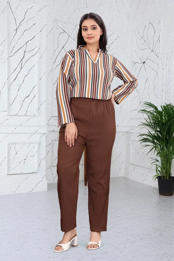 Brown_40%_Cotton_60%_Polyester__Co-Ord_Set_For_Women