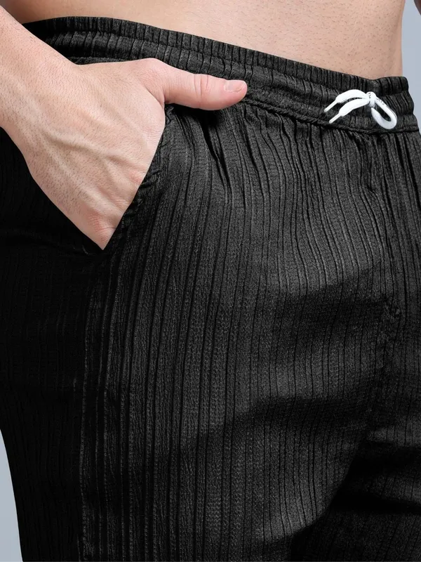 Black_40%_Cotton_60%_Polyester_Shirt_And_Trousers_Set_For_Men