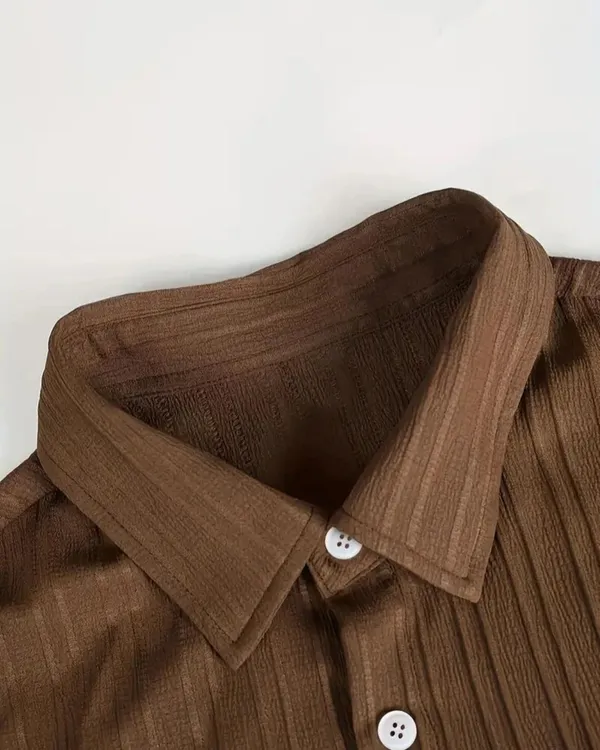 Brown_40%_Cotton_60%_Polyester_Shirt_And_Trousers_Set_For_Men