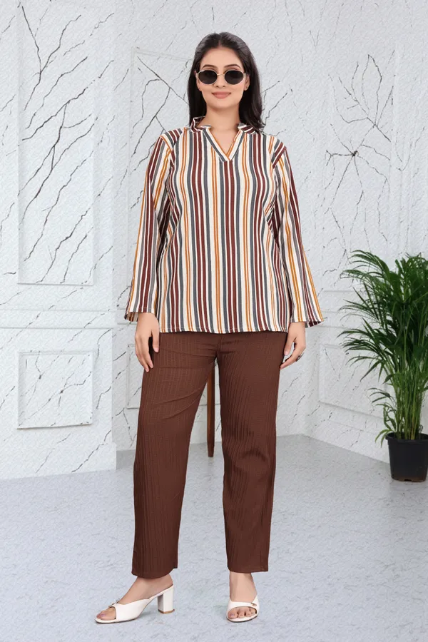 Brown_40%_Cotton_60%_Polyester__Co-Ord_Set_For_Women