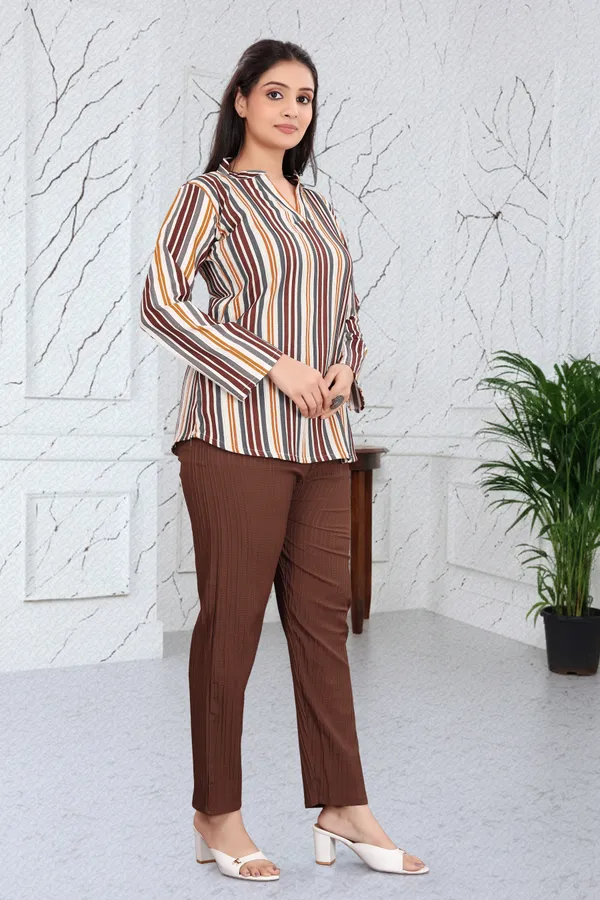 Brown_40%_Cotton_60%_Polyester__Co-Ord_Set_For_Women