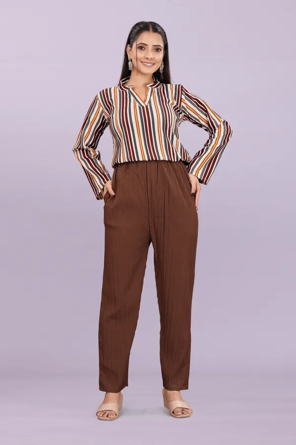 Brown_40%_Cotton_60%_Polyester__Co-Ord_Set_For_Women