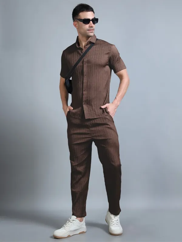 Brown_40%_Cotton_60%_Polyester_Shirt_And_Trousers_Set_For_Men