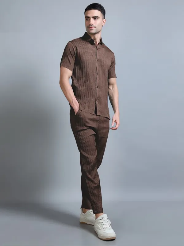Brown_40%_Cotton_60%_Polyester_Shirt_And_Trousers_Set_For_Men